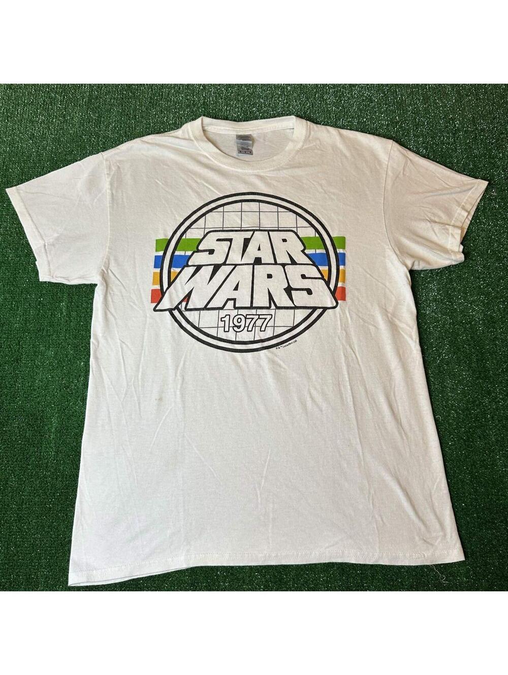 Stars Wars 1977 Retro Rainbow Circle Logo White T-Shirt